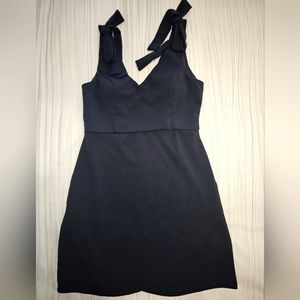 Francesca's Short Navy Dress with Sleeveless Bowtie Straps